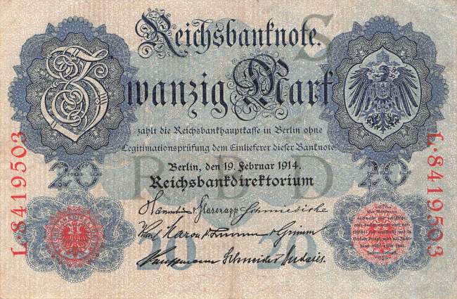 20 Mark 1914 ro.47b S/L